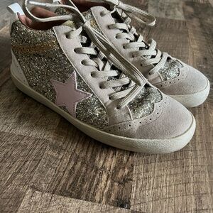 Glitter High-Top Sneakers with Pink Star
